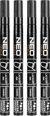 Productafbeelding van Permanente stiftmarkers, zwart, waterbestendig, 4 stuks. NEO 13-852