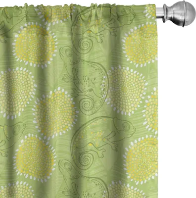 Immagine prodotto di ABAKUHAUS Tende verdi, tende, sfondo Chameleons Tonalità fresche e ripetitive, 2 pezzi 75 x 245 cm, verde avocado Multicolore