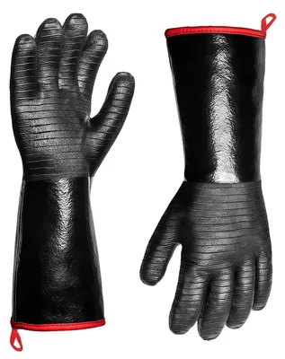 Immagine prodotto di Guanti da forno da 45 cm, resistenti al calore, extra lunghi, in neoprene, antiscivolo e resistenti al taglio