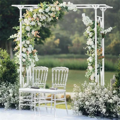 Image de Arche de mariage en métal 206×41×208 cm – arche de jardin pour roses, décoration mariage et fond photo