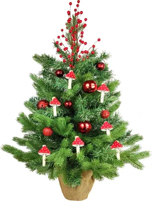 Obrázok produktu pre Ozdobený umelý vianočný stromček MUCHOMÔRKA 60 cm s LED OSVETLENÍM V KVETINÁČI