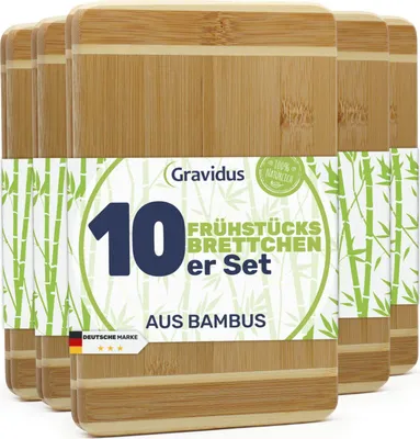 Produktbild von Bambus Frühstücksbrettchen Schneidebretter Set, Menge:10