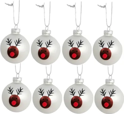 Produktbild von 8 Weihnachtskugeln Rentier Ø 6 cm Christbaumschmuck