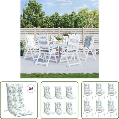 Produktbild von The Living Store Hochlehner-Auflagen 6 Stk. Blattmuster Oxford-Gewebe