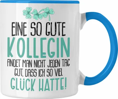 Produktbild von Trendation - Beste Kollegin Tasse Geschenk Spruch Arbeitskollegin Geschenkidee Geburtstag Abschied Jobwechsel (Blau)
