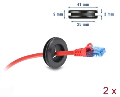 Produktbild von Delock Gummi Kabeldurchführung rund Ø 30 mm schwarz 2 Stück