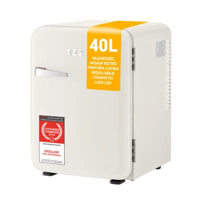 Immagine prodotto di TZS First Austria - Mini Frigo Retro 40L - Silenzioso 22dB - Senza Compressore per Camera e Ufficio - Crema - Frigorifero per Bevande - Design Vintage