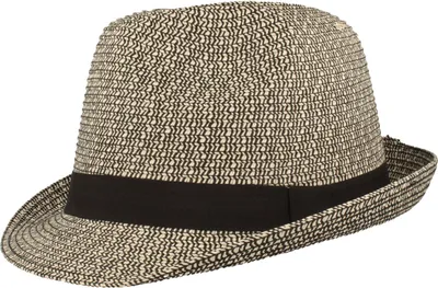 Knautschbarer Borten-Trilby Strohhut von Hut-Breiter in schwarz
