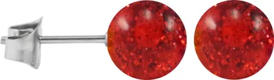 Produktbild von Ohrstecker Chirurgenstahl Glitterkugel Größe - 3 mm Farbe - Rot