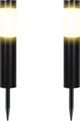 Produktbild von INF Zylindrische Rasenlampe (Schwarz) - 2er-Set Warmweißes Licht