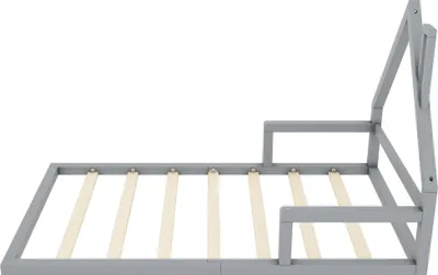 Image de Sweiko 90x200cm Lit d'enfant, Lit plat, Forme maison, Pin massif, Forme simple, Gris