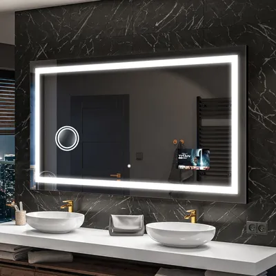 Produktbild von Artforma Badspiegel SMART 140x80 cm - mit LED Beleuchtung - LED Farbe Kaltweiß 7000K - Individuell Nach Maß - Beleuchtet Wandspiegel Lichtspiegel Badezimmerspiegel | Lichtschalter: Touch Schalter |SLED015