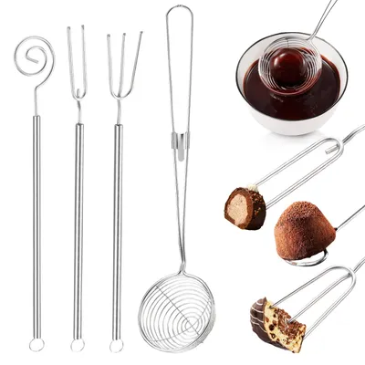 Fonduebesteck-Set, 4-teilig, Edelstahl, Schlitzlöffel + 3 Gabeln