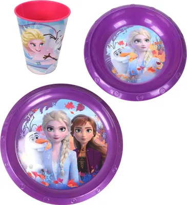 Produktbild von 3-tlg. Plastikgeschirr-Set für Kinder Disney Frozen oder Peppa Wutz