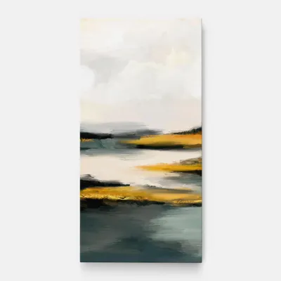Produktbild von ARTHUB® Leinwandbild 60x120 cm, Abstract_contemporary_wall_art_with_a_hand_painted_mixed_media_landscape_design_2803 | Wohnzimmerdekoration, Hängende Bilder, Wanddekoration, Heimdekoration, Landschaften, Seen