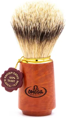 Immagine prodotto di Omega pennello da barba pelo di tasso punta d'argento 6144 manico in radica