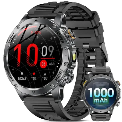 Produktbild von AK87 Smartwatch für Herren, 1,7″ HD-Display, Bluetooth 5.2, 100+ Sportmodi, GPS, IP68, 1000 mAh