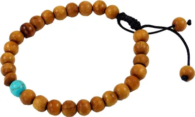 Produktbild von Armband, Tibetische Handmala, Buddhistischer Schmuck, Yogaschmuck 8 mm - Holz/Türkis, Braun, Armreifen & Armbänder Modeschmuck