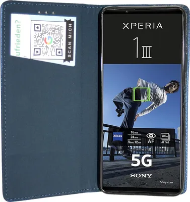 Produktbild von cofi1453® Elegante Buch-Tasche Hülle Smart Magnet kompatibel mit Sony Xperia 1 III Leder Optik Wallet Book-Style Cover Schale Blau