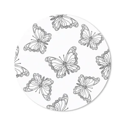 Produktbild von MuchoWow® Mauspad Mousepad Schmetterlinge - Muster - Schwarz und Weiß 50x50 cm - Mousepads - Maus Mat - Pad - Mausunterlage - Vinyl