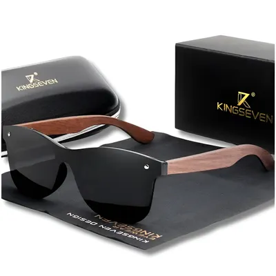 Image de Lunettes De Soleil Kingseven Homme Bois Polarisé Uv400 +Etui