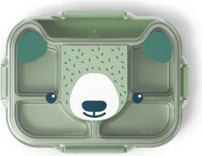 Produktbild von MONBENTO Kinder Brotdose WONDER 28.2 x 21.4cm Bär Grün Lunch Bentobox 0.9L