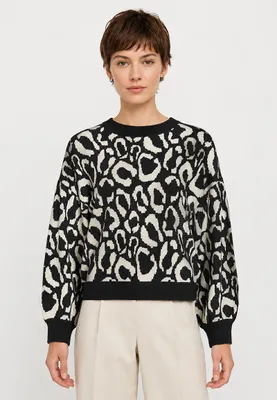 Produktbild von VILA Leopardenmuster Strickpullover Rundhalsausschnitt Größe: XS