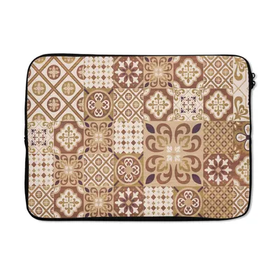 Produktbild von MuchoWow® Laptop Hülle 13 Zoll Blumen - Figuren - Vintage - Braun - Design Laptoptasche - Laptophülle - Sleeve - Rundumschutz