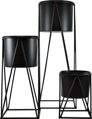 Produktbild von 3.06 Pflanztopf NAOMI im 3er Set - 70 / 47 / 26 cm - Metall Topf auf Ständer
