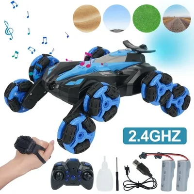 Produktbild von Ferngesteuertes Auto ab 6 8 Jahre, 1:16 Auto Ferngesteuert mit Handsteuerung, 8 Räder, Sprühnebel-LED-Musik,60 Minuten Spielzeit, 2,4 GHz RC Stunt Car