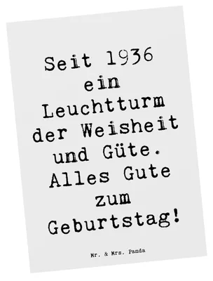 Produktbild von Mr. & Mrs. Panda Postkarte Spruch 1936 Geburtstag - Weiß - Geschenk, Postkarten, Erinnerungen, Jahrgang, bildkarte, Ansichtskarte, Geburtstagsgeschenk, Happy Birthday