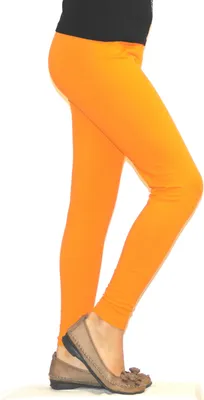 Produktbild von Kinder Mädchen Leggings lang blickdicht aus Baumwolle Hose   Orange  110