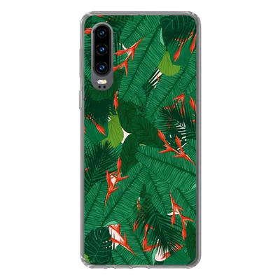 Produktbild von MuchoWow® Handyhülle Schutzhülle Hülle für Huawei P30 Blumen - Blätter - Muster Silikon Softcase Handy Hülle - Kartenbesitzer