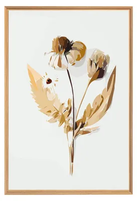 Image de Tableau mural encadré illustration florale 65x97 cm, Tableau mural moderne pour décoration intérieure