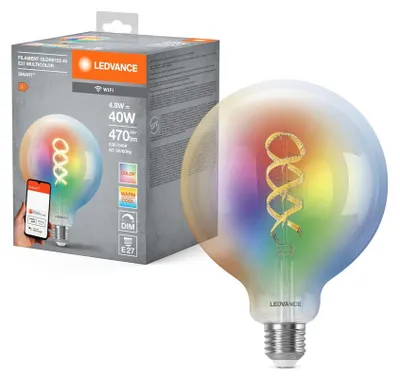 Immagine prodotto di LEDVANCE Lampada LED SMART+WIFI Filament Globe RGBTW E27 Dimmerabile RGBTW Cambiamento di colore / colore della luce controllabile 4058075777897