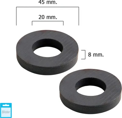 Produktbild von Ferrit-Magnetring Wolfpack 45x20x8 mm. (Blisterverpackung 2 Stück)