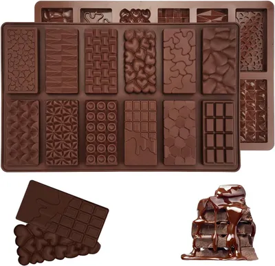 Produktbild von Silikon-Schokoladenform – Set mit 2 Stück – Form für 12 Schokoladentafeln