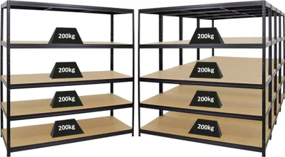 Produktbild von Mega Deal | 5x Schwerlastregal Giant Elephant | HxBxT 180x180x60cm | Fachlast 200kg | Schwarz