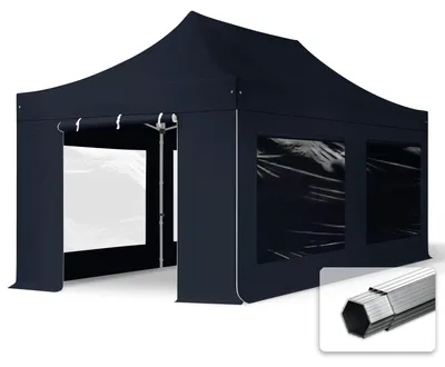 Produktbild von TOOLPORT 3x6m Aluminium PROFESSIONAL Faltpavillon, inkl. 4 Seitenteile, schwarz