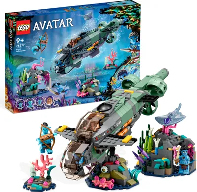 Produktbild von LEGO Avatar: The Way of Water Mako U-Boot Bauset 75577, inkl. Fisch & Stachelrochen Figuren, 4 Minifiguren (Neteyam, Ao‘nung, Spider, RDA Quaritch), 7x29x14 cm (HxLxB), 553 Teile, ab 9 Jahren, kombinierbar mit LEGO Avatar Sets, interaktive digitale Bauanleitung