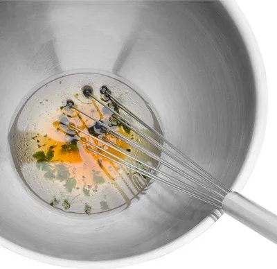 Productafbeelding van 27 cm, met siliconen bolletjes, Cromargan roestvrij staal, garde, vaatwasmachinebestendig, mat, siliconen