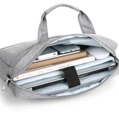 Obrázek produktu pro Taška na notebook, kufřík, aktovka, voděodolná, z oxfordské tkaniny, velká kapacita, do práce a kanceláře, šedá, 14 palců