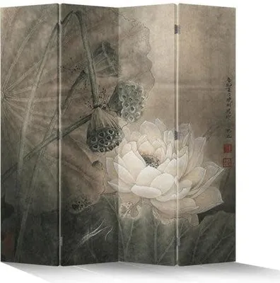 Produktbild von Fine Asianliving Paravent Raumteiler Spanische Wand Trennwand Room Divider Raumtrenner Sichtschutz Japanisch Orientalisch Chinesisch L160xH180cm Bedruckte Canvas Doppelseitig Asiatisch