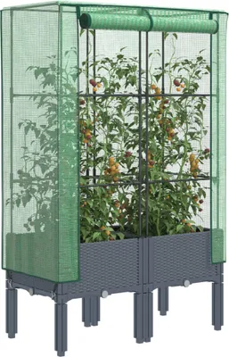 Produktbild von Möbel Hochbeet mit Gewächshaus-Aufsatz Rattan-Optik 80x40x140 cm - Beete 4015833