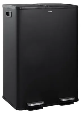 Immagine prodotto di Pattumiera doppia da cucina - 2 x 30 litri - Acciaio inox - Nero