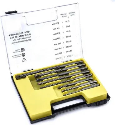 Produktbild von SDS Steinbohrer Hammerbohrer Betonbohrer Satz 5 6 8 10 12 mm Bohrer Set 8 tlg