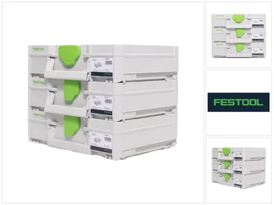 Image de Festool SYS3 M 112 Set de Coffrets Systainer 396 x 296 x 112 mm - 7,7 l (3x 204840)