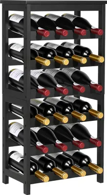 Produktbild von Weinregal - Freistehender Weinflaschenhalter - Für 24 Flaschen - Sechs Ebenen - Belastbarkeit 36 kg - Für Küche Keller Bar Esszimmer Wohnzimmer - Schwarz