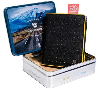 Obrázek produktu pro Peterson pánská kožená peněženka RFID černá 13x11 cm velká вертикální