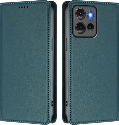 Produktbild von Handyhülle für Motorola Edge 50, Kunstleder Klapphülle Stoßfeste Magnetische Hülle mit Ständer Grün